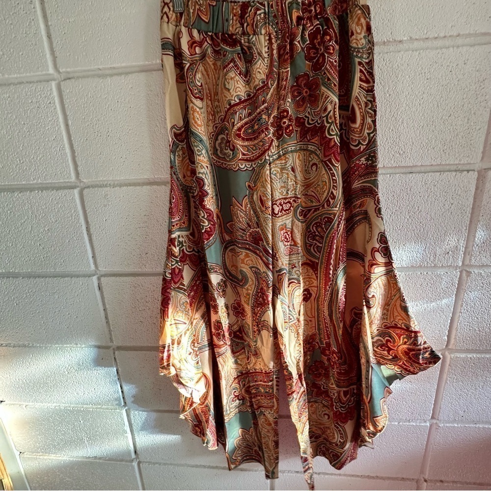 Wide Leg Pants Boho Chic Vintage Paisley Loose Fit Elegant Large Lightweight NEW - Picture 8 of 15